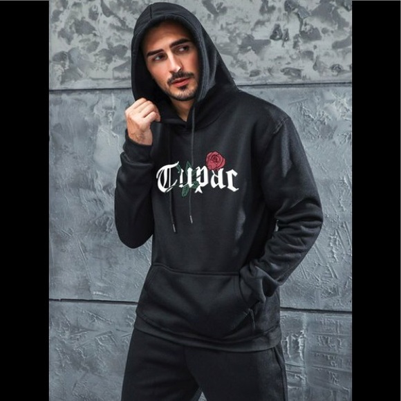 2-Pac Shakur TUPAC 🌹 Hoodie Pullover Long Sleeve Sweatshirt Unisex Shirt - Picture 3 of 3